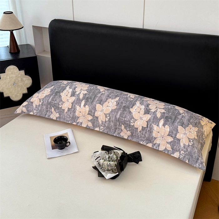 91家纺网 家纺一手货源 找家纺 梦舒羽 2025新款原麻双人枕套宿舍情侣枕芯套家用加长枕头套内胆套仿亚麻 陌上花开-咖