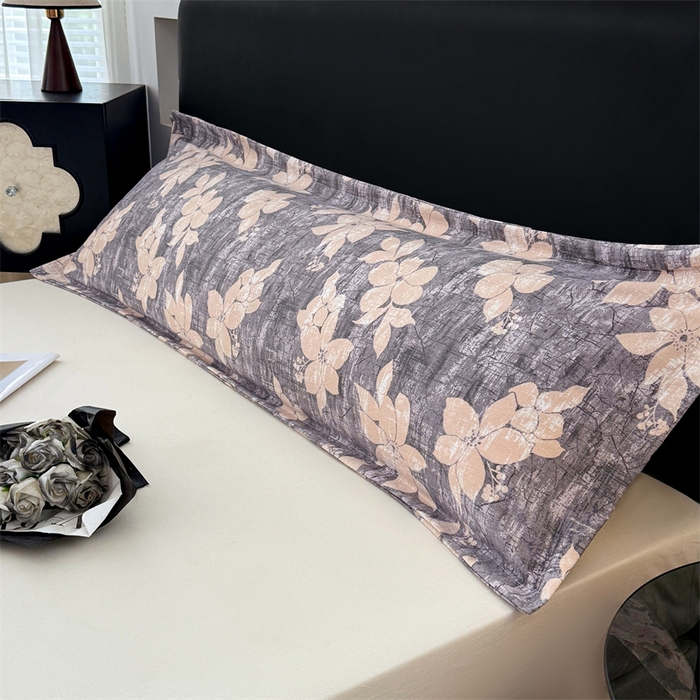 91家纺网 家纺一手货源 找家纺 梦舒羽 2025新款原麻双人枕套宿舍情侣枕芯套家用加长枕头套内胆套仿亚麻 陌上花开-咖