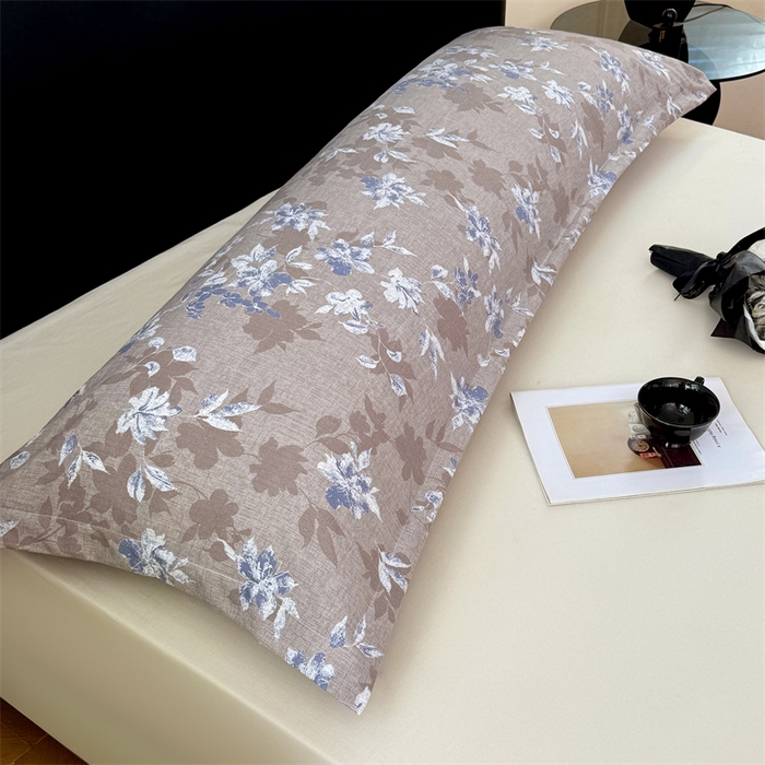 91家纺网 家纺一手货源 找家纺 梦舒羽 2025新款原麻双人枕套宿舍情侣枕芯套家用加长枕头套内胆套仿亚麻 漫步花丛-蓝