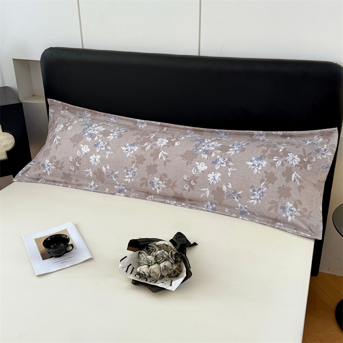 91家纺网 家纺一手货源 找家纺 梦舒羽 2025新款原麻双人枕套宿舍情侣枕芯套家用加长枕头套内胆套仿亚麻 漫步花丛-蓝