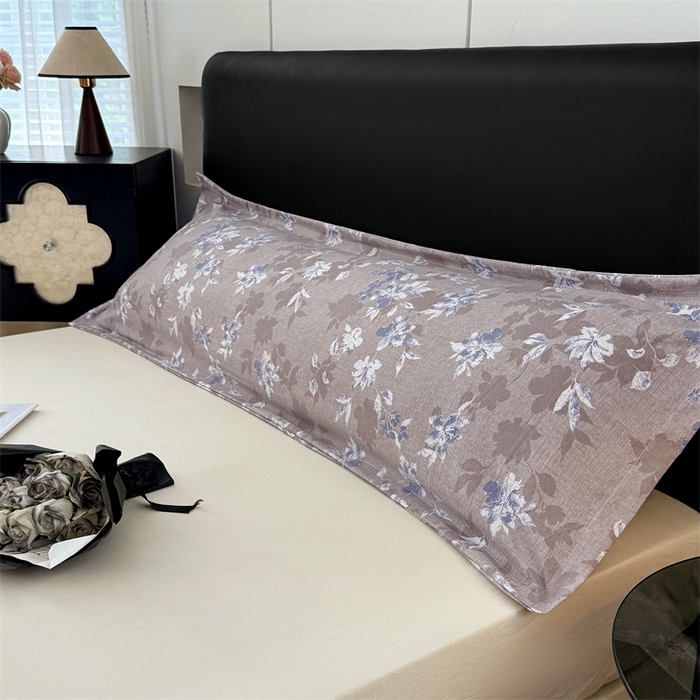 91家纺网 家纺一手货源 找家纺 梦舒羽 2025新款原麻双人枕套宿舍情侣枕芯套家用加长枕头套内胆套仿亚麻 漫步花丛-蓝