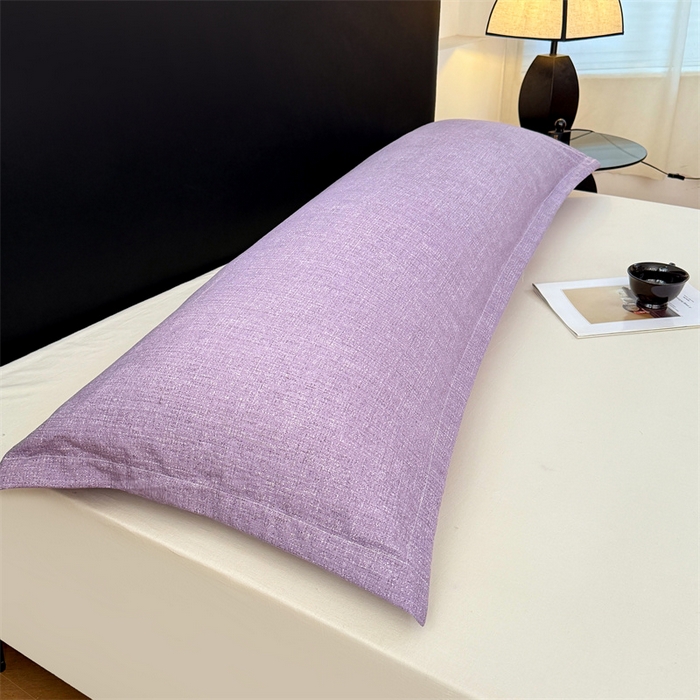 91家纺网 家纺一手货源 找家纺 梦舒羽 2025新款原麻双人枕套宿舍情侣枕芯套家用加长枕头套内胆套仿亚麻 罗兰紫