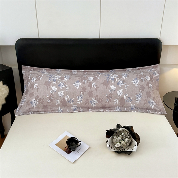 91家纺网 家纺一手货源 找家纺 梦舒羽 2025新款原麻双人枕套宿舍情侣枕芯套家用加长枕头套内胆套仿亚麻 漫步花丛-蓝