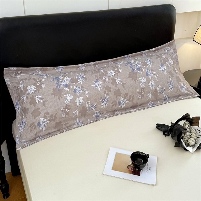 91家纺网 家纺一手货源 找家纺 梦舒羽 2025新款原麻双人枕套宿舍情侣枕芯套家用加长枕头套内胆套仿亚麻 漫步花丛-蓝