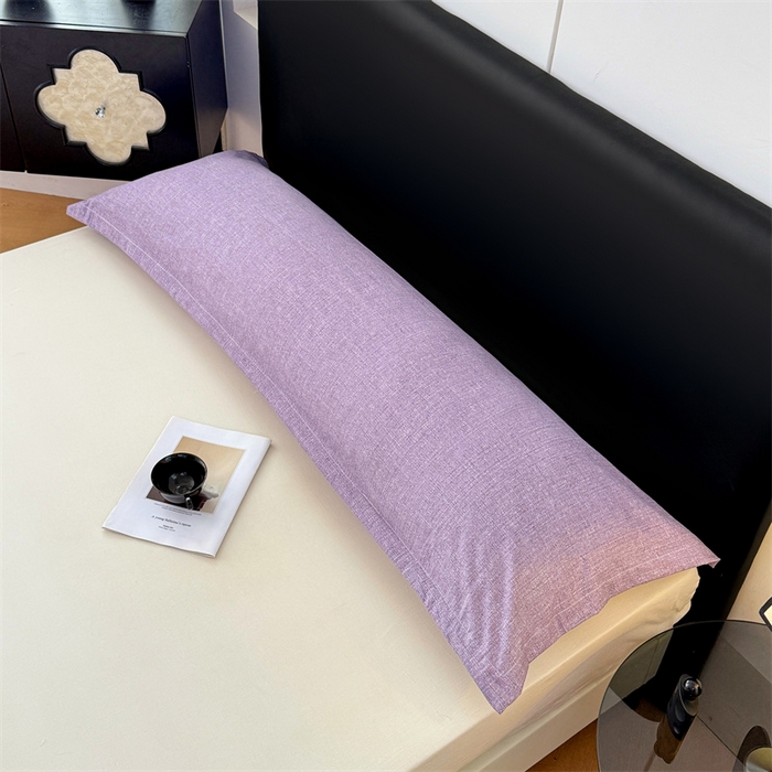 91家纺网 家纺一手货源 找家纺 梦舒羽 2025新款原麻双人枕套宿舍情侣枕芯套家用加长枕头套内胆套仿亚麻 罗兰紫