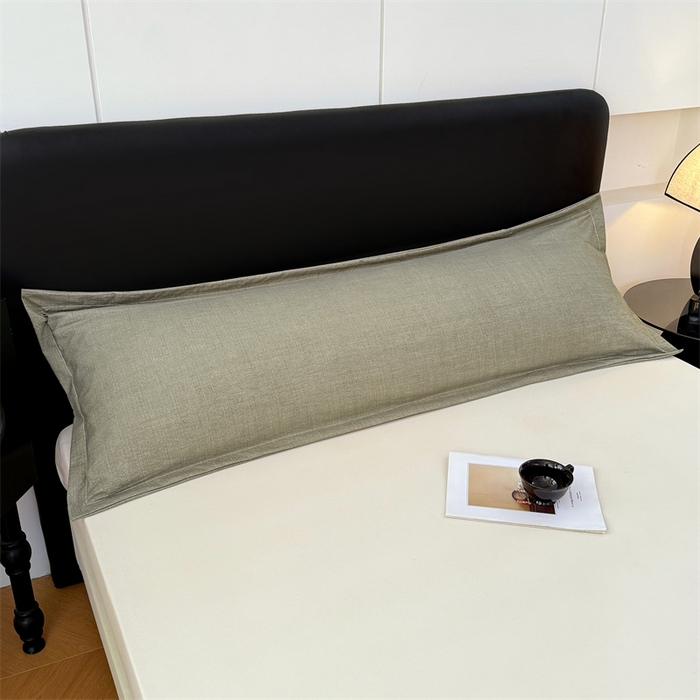 91家纺网 家纺一手货源 找家纺 梦舒羽 2025新款原麻双人枕套宿舍情侣枕芯套家用加长枕头套内胆套仿亚麻 云杉绿