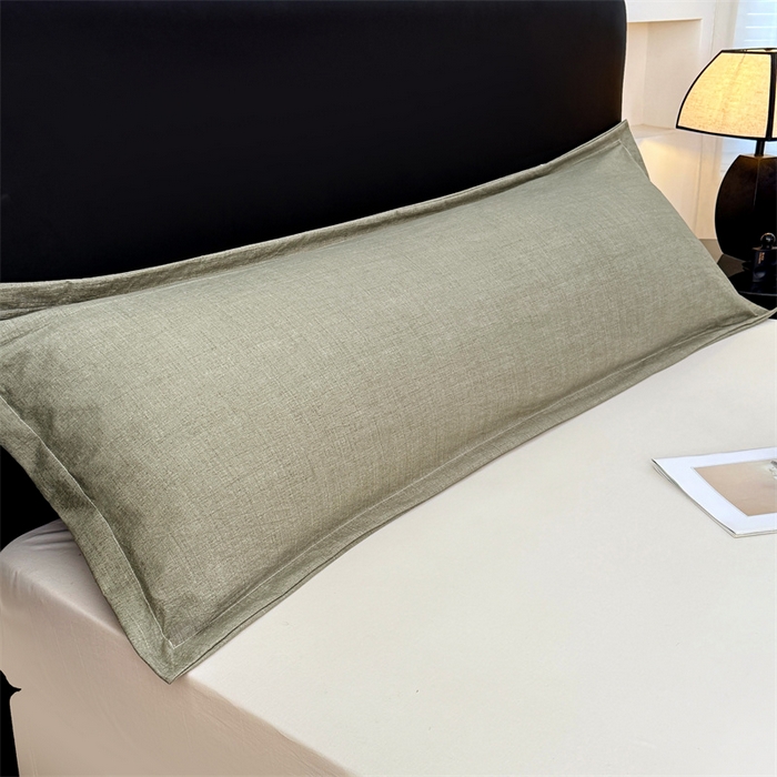 梦舒羽 2025新款原麻双人枕套宿舍情侣枕芯套家用加长枕头套内胆套仿亚麻 云杉绿