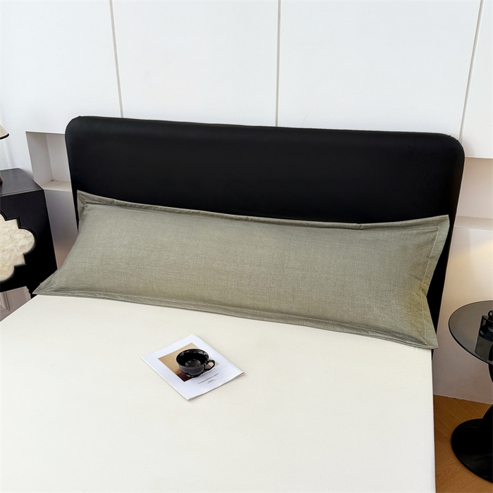 91家纺网 家纺一手货源 找家纺 梦舒羽 2025新款原麻双人枕套宿舍情侣枕芯套家用加长枕头套内胆套仿亚麻 云杉绿