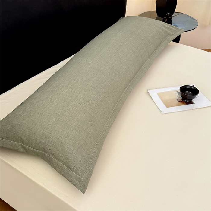 91家纺网 家纺一手货源 找家纺 梦舒羽 2025新款原麻双人枕套宿舍情侣枕芯套家用加长枕头套内胆套仿亚麻 云杉绿