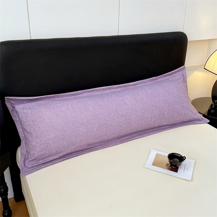 91家纺网 家纺一手货源 找家纺 梦舒羽 2025新款原麻双人枕套宿舍情侣枕芯套家用加长枕头套内胆套仿亚麻 罗兰紫