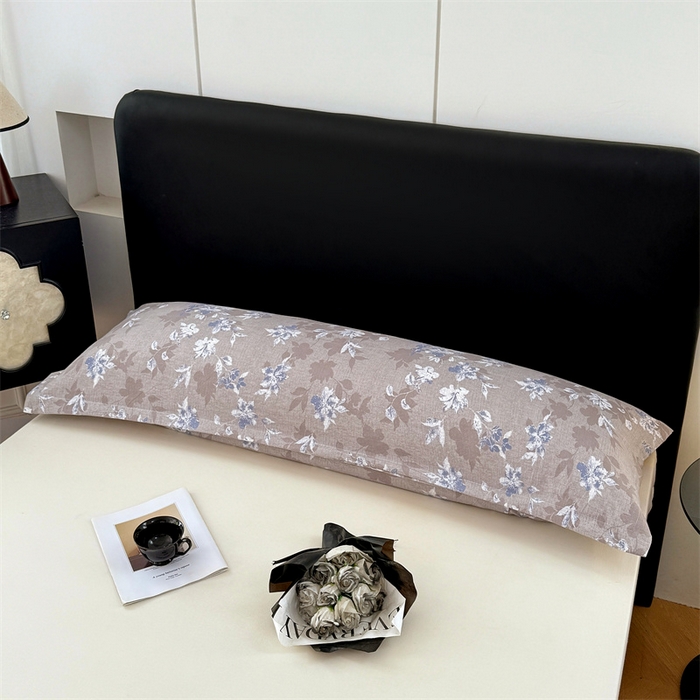 91家纺网 家纺一手货源 找家纺 梦舒羽 2025新款原麻双人枕套宿舍情侣枕芯套家用加长枕头套内胆套仿亚麻 漫步花丛-蓝