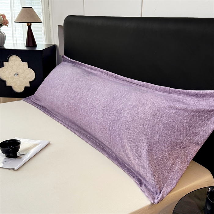 91家纺网 家纺一手货源 找家纺 梦舒羽 2025新款原麻双人枕套宿舍情侣枕芯套家用加长枕头套内胆套仿亚麻 罗兰紫