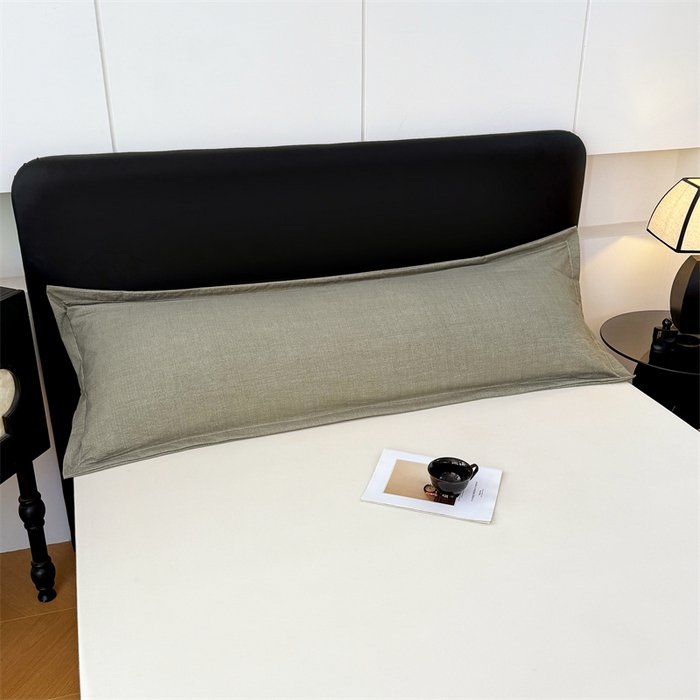 91家纺网 家纺一手货源 找家纺 梦舒羽 2025新款原麻双人枕套宿舍情侣枕芯套家用加长枕头套内胆套仿亚麻 云杉绿