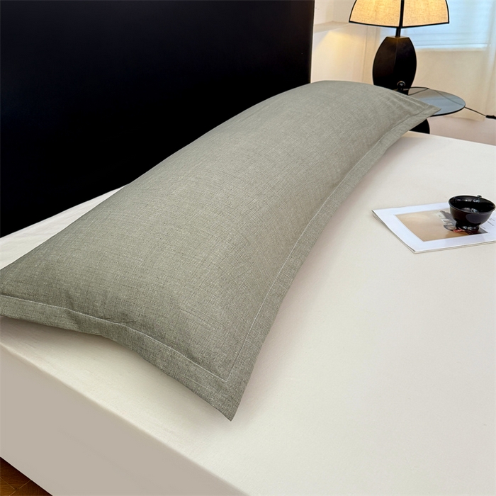 91家纺网 家纺一手货源 找家纺 梦舒羽 2025新款原麻双人枕套宿舍情侣枕芯套家用加长枕头套内胆套仿亚麻 云杉绿