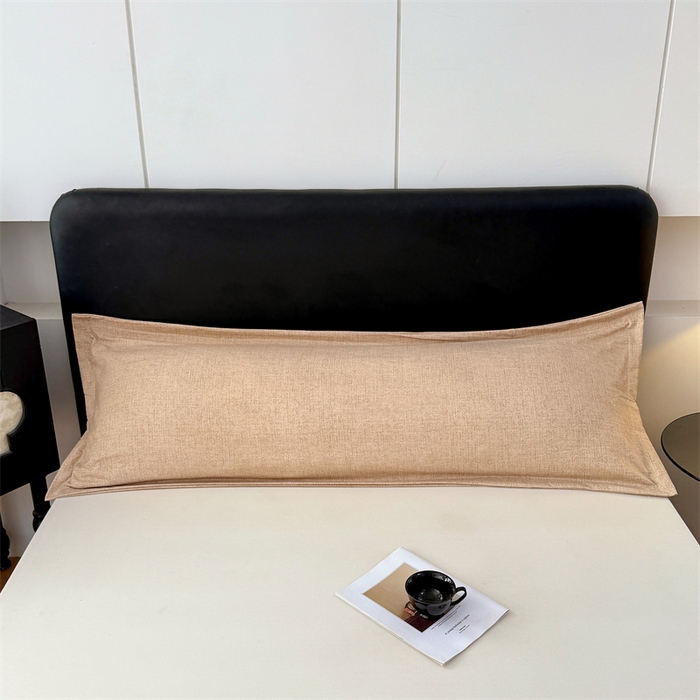 91家纺网 家纺一手货源 找家纺 梦舒羽 2025新款原麻双人枕套宿舍情侣枕芯套家用加长枕头套内胆套仿亚麻 暖卡其