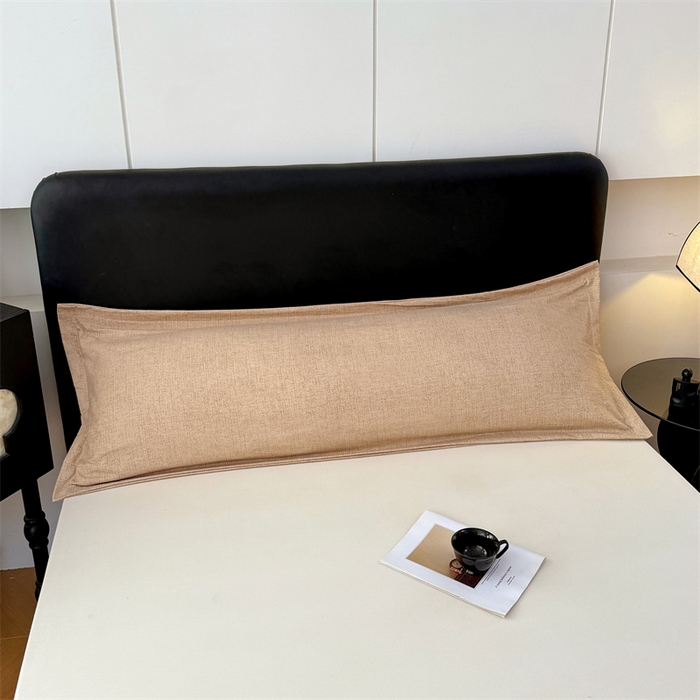 91家纺网 家纺一手货源 找家纺 梦舒羽 2025新款原麻双人枕套宿舍情侣枕芯套家用加长枕头套内胆套仿亚麻 暖卡其