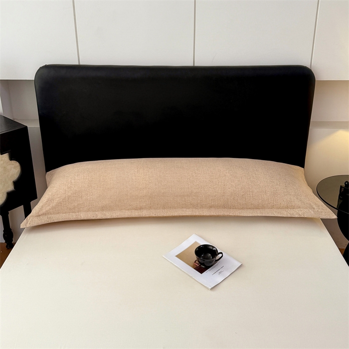 91家纺网 家纺一手货源 找家纺 梦舒羽 2025新款原麻双人枕套宿舍情侣枕芯套家用加长枕头套内胆套仿亚麻 暖卡其