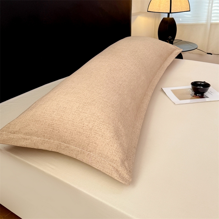 91家纺网 家纺一手货源 找家纺 梦舒羽 2025新款原麻双人枕套宿舍情侣枕芯套家用加长枕头套内胆套仿亚麻 暖卡其