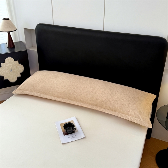 91家纺网 家纺一手货源 找家纺 梦舒羽 2025新款原麻双人枕套宿舍情侣枕芯套家用加长枕头套内胆套仿亚麻 暖卡其