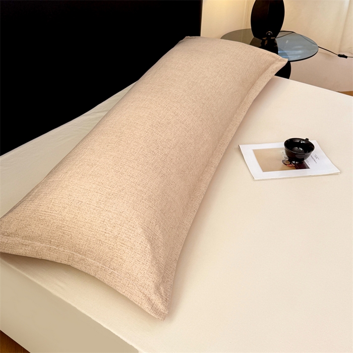 91家纺网 家纺一手货源 找家纺 梦舒羽 2025新款原麻双人枕套宿舍情侣枕芯套家用加长枕头套内胆套仿亚麻 暖卡其