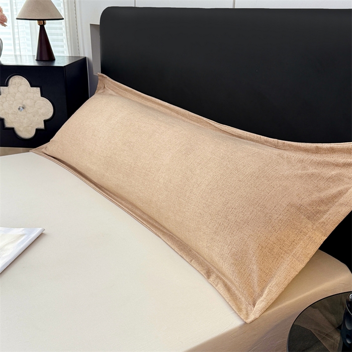 91家纺网 家纺一手货源 找家纺 梦舒羽 2025新款原麻双人枕套宿舍情侣枕芯套家用加长枕头套内胆套仿亚麻 暖卡其