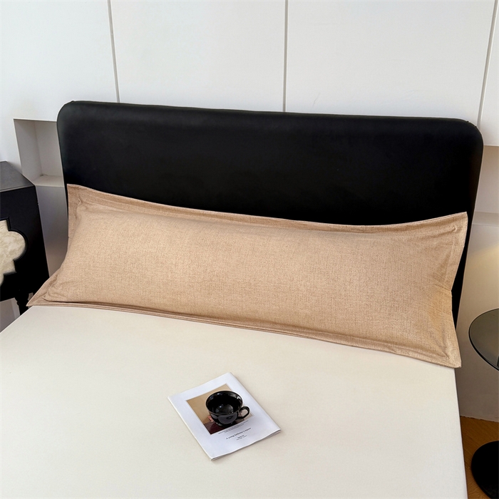 91家纺网 家纺一手货源 找家纺 梦舒羽 2025新款原麻双人枕套宿舍情侣枕芯套家用加长枕头套内胆套仿亚麻 暖卡其