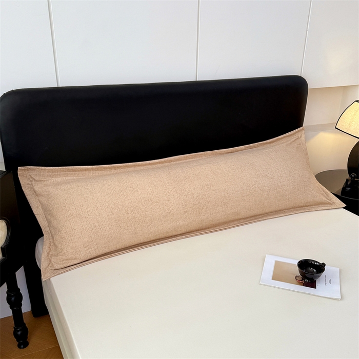 91家纺网 家纺一手货源 找家纺 梦舒羽 2025新款原麻双人枕套宿舍情侣枕芯套家用加长枕头套内胆套仿亚麻 暖卡其