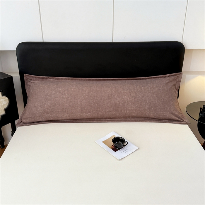 91家纺网 家纺一手货源 找家纺 梦舒羽 2025新款原麻双人枕套宿舍情侣枕芯套家用加长枕头套内胆套仿亚麻 慕斯咖