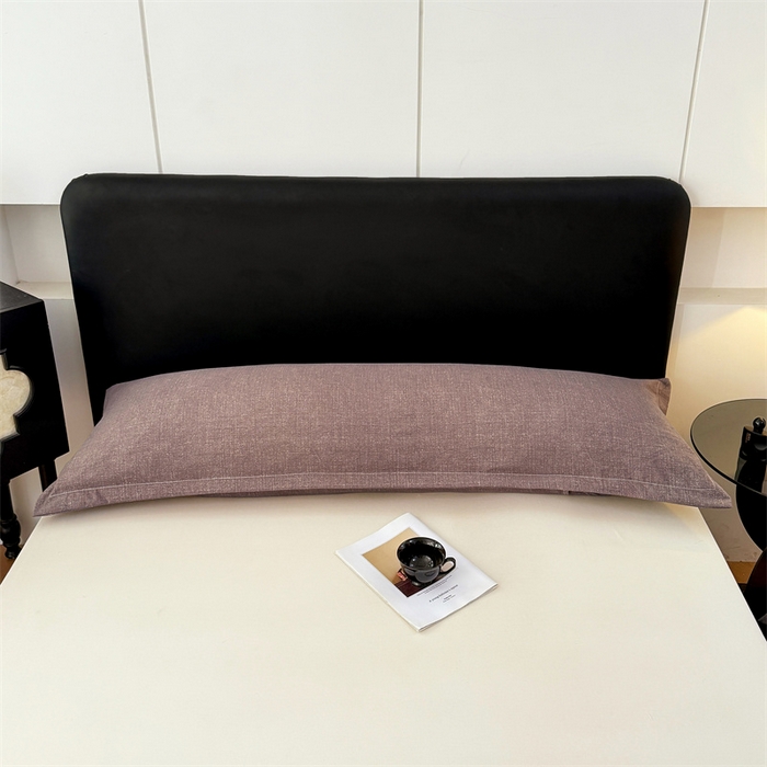 91家纺网 家纺一手货源 找家纺 梦舒羽 2025新款原麻双人枕套宿舍情侣枕芯套家用加长枕头套内胆套仿亚麻 慕斯咖