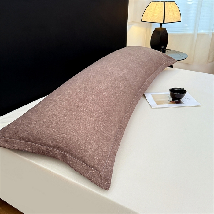 91家纺网 家纺一手货源 找家纺 梦舒羽 2025新款原麻双人枕套宿舍情侣枕芯套家用加长枕头套内胆套仿亚麻 慕斯咖