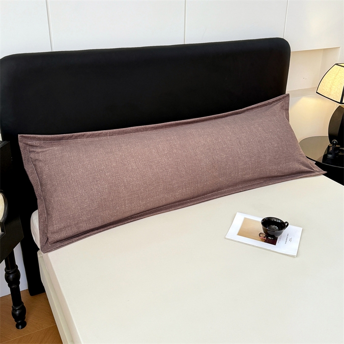 91家纺网 家纺一手货源 找家纺 梦舒羽 2025新款原麻双人枕套宿舍情侣枕芯套家用加长枕头套内胆套仿亚麻 慕斯咖