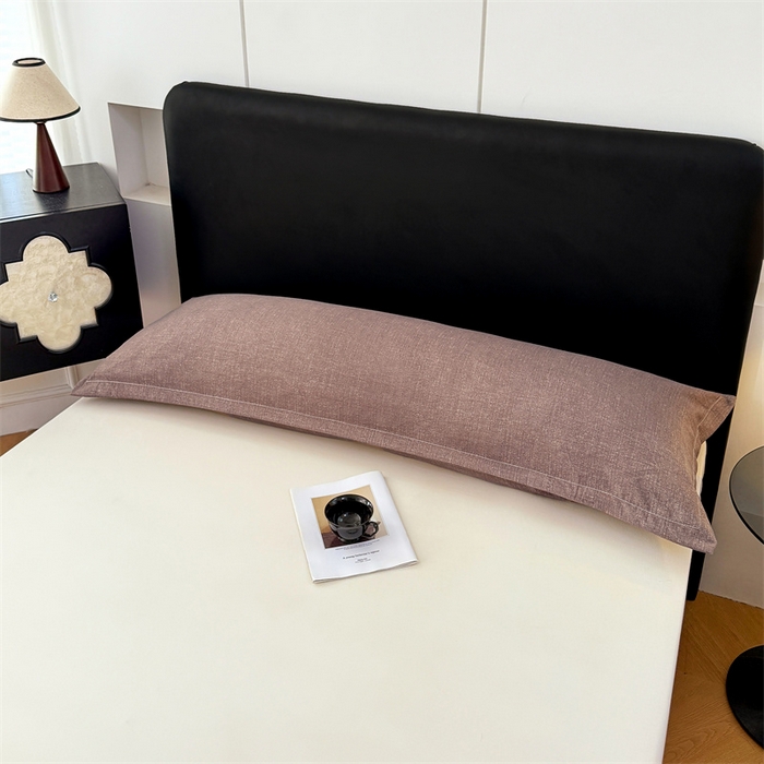 91家纺网 家纺一手货源 找家纺 梦舒羽 2025新款原麻双人枕套宿舍情侣枕芯套家用加长枕头套内胆套仿亚麻 慕斯咖