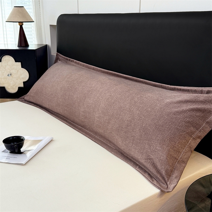 91家纺网 家纺一手货源 找家纺 梦舒羽 2025新款原麻双人枕套宿舍情侣枕芯套家用加长枕头套内胆套仿亚麻 慕斯咖