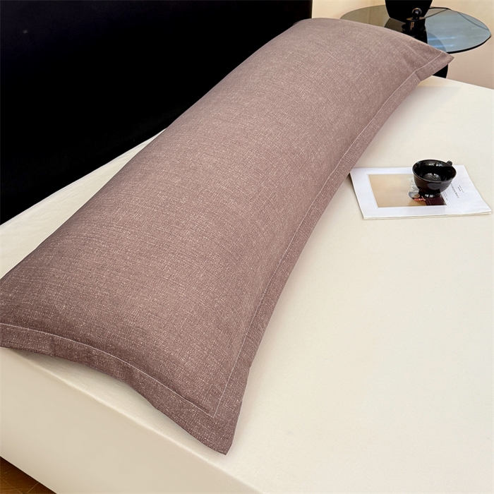 91家纺网 家纺一手货源 找家纺 梦舒羽 2025新款原麻双人枕套宿舍情侣枕芯套家用加长枕头套内胆套仿亚麻 慕斯咖