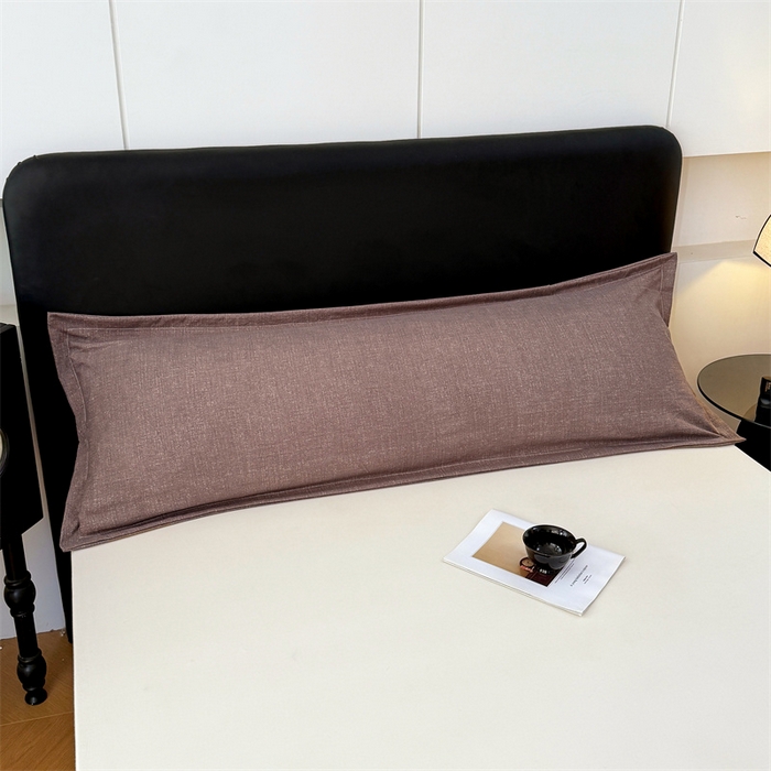 91家纺网 家纺一手货源 找家纺 梦舒羽 2025新款原麻双人枕套宿舍情侣枕芯套家用加长枕头套内胆套仿亚麻 慕斯咖