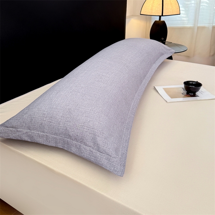 91家纺网 家纺一手货源 找家纺 梦舒羽 2025新款原麻双人枕套宿舍情侣枕芯套家用加长枕头套内胆套仿亚麻 冰雾灰