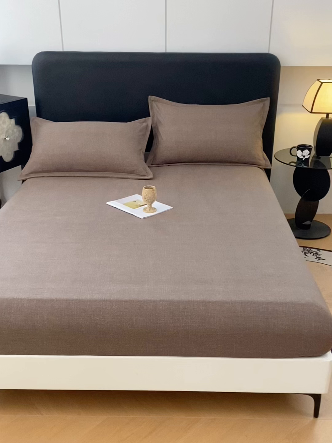 91家纺网 家纺一手货源 找家纺 梦舒羽 2025新款原麻双人枕套宿舍情侣枕芯套家用加长枕头套内胆套仿亚麻 慕斯咖