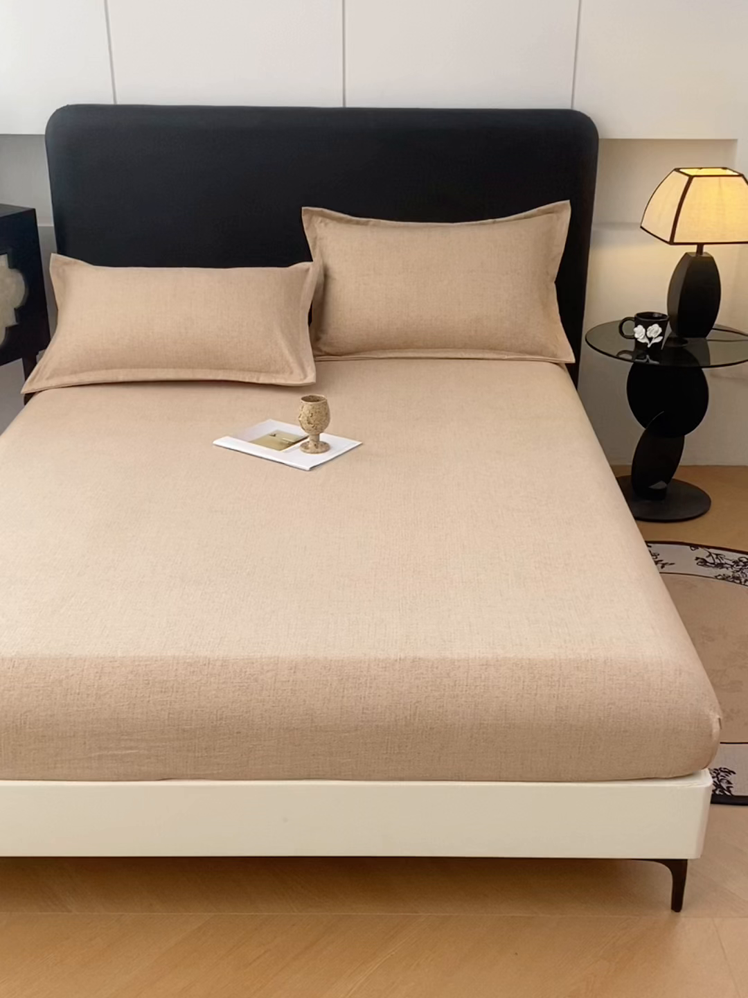 91家纺网 家纺一手货源 找家纺 梦舒羽 2025新款原麻双人枕套宿舍情侣枕芯套家用加长枕头套内胆套仿亚麻 暖卡其