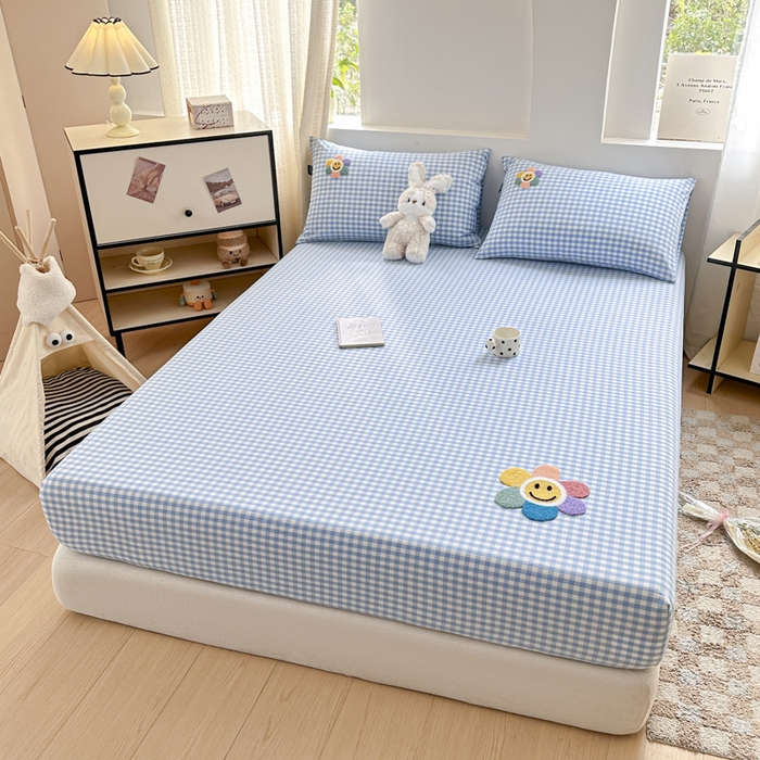 91家纺网 家纺一手货源 找家纺 佳汐蓝家纺 2025新款秋冬水洗棉单床笠单品床笠单件床笠 彩虹花