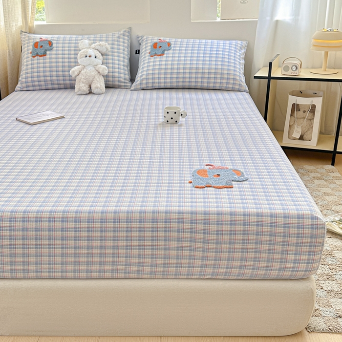 91家纺网 家纺一手货源 找家纺 佳汐蓝家纺 2025新款秋冬水洗棉单床笠单品床笠单件床笠 吨吨象