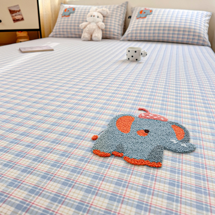 91家纺网 家纺一手货源 找家纺 佳汐蓝家纺 2025新款秋冬水洗棉单床笠单品床笠单件床笠 吨吨象