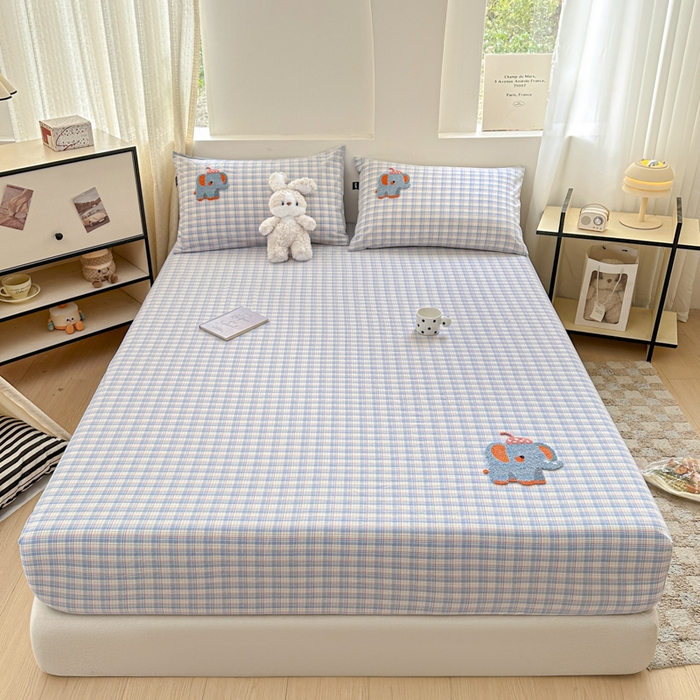 91家纺网 家纺一手货源 找家纺 佳汐蓝家纺 2025新款秋冬水洗棉单床笠单品床笠单件床笠 吨吨象