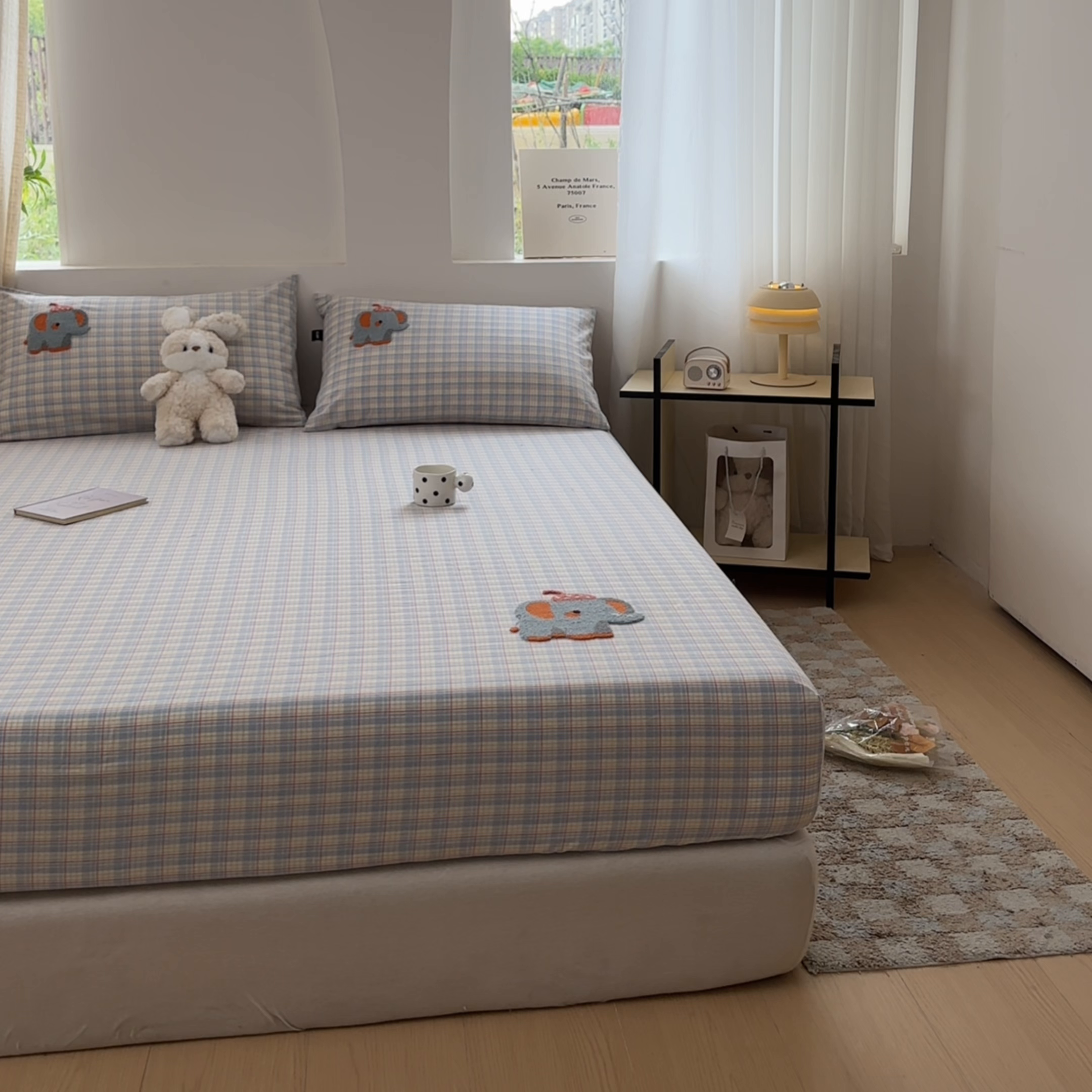 91家纺网 家纺一手货源 找家纺 佳汐蓝家纺 2025新款秋冬水洗棉单床笠单品床笠单件床笠 吨吨象