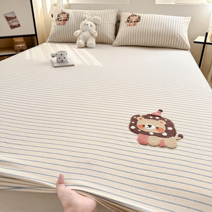 佳汐蓝家纺 2025新款秋冬水洗棉单床笠单品床笠单件床笠 奶萌狮