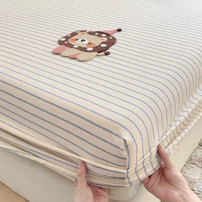 91家纺网 家纺一手货源 找家纺 佳汐蓝家纺 2025新款秋冬水洗棉单床笠单品床笠单件床笠 奶萌狮