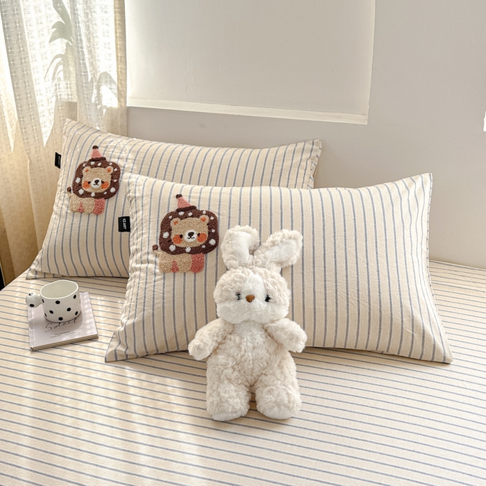 91家纺网 家纺一手货源 找家纺 佳汐蓝家纺 2025新款秋冬水洗棉单床笠单品床笠单件床笠 奶萌狮