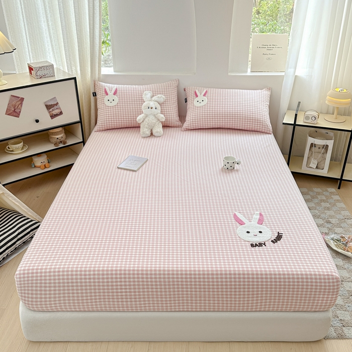 91家纺网 家纺一手货源 找家纺 佳汐蓝家纺 2025新款秋冬水洗棉单床笠单品床笠单件床笠 甜甜兔