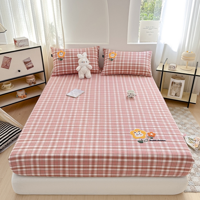 91家纺网 家纺一手货源 找家纺 佳汐蓝家纺 2025新款秋冬水洗棉单床笠单品床笠单件床笠 兔兔花