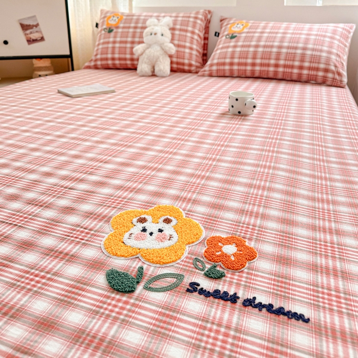 91家纺网 家纺一手货源 找家纺 佳汐蓝家纺 2025新款秋冬水洗棉单床笠单品床笠单件床笠 兔兔花