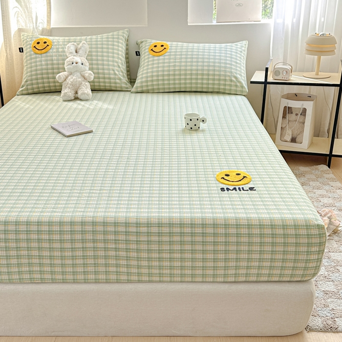 91家纺网 家纺一手货源 找家纺 佳汐蓝家纺 2025新款秋冬水洗棉单床笠单品床笠单件床笠 微笑